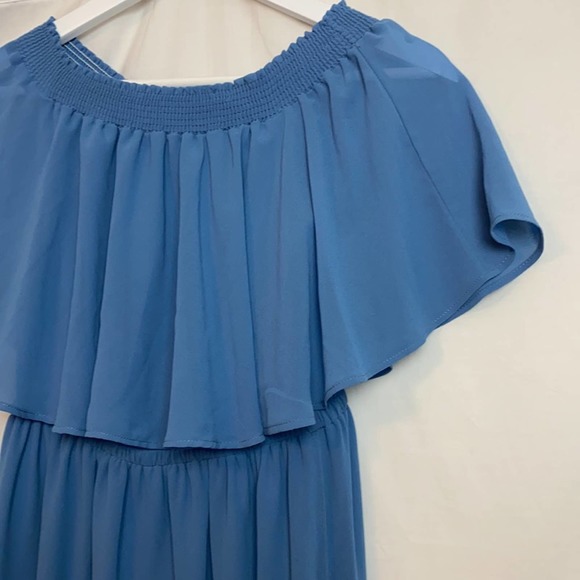 Show me your Mumu  off the shoulder Bridesmaid Maxi Dress Blue - Picture 3 of 6
